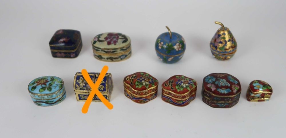 9 caixas de comprimidos em cloisonné - China