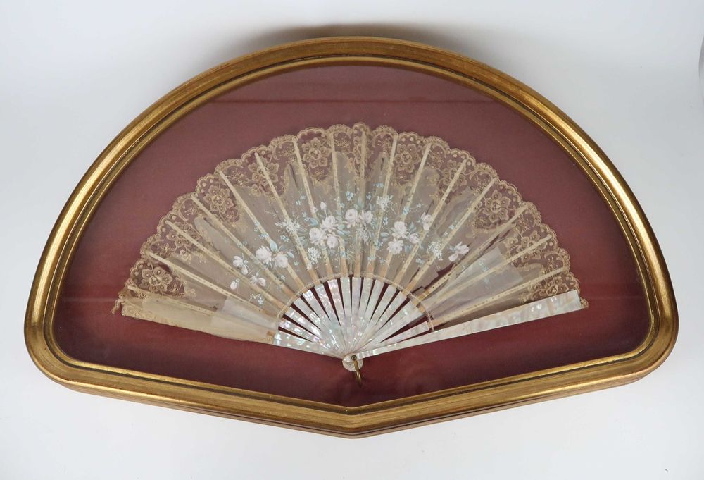 Leque antigo com expositor Art Deco