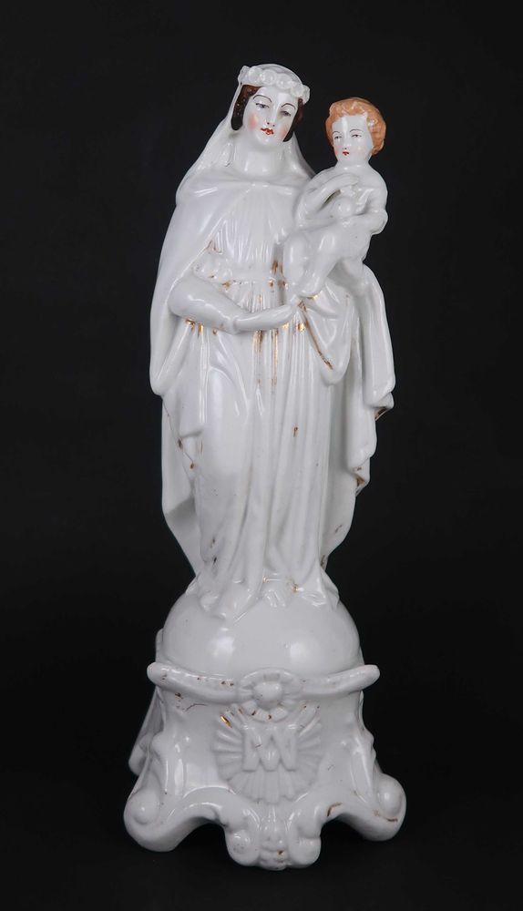 Escultura Vieux Paris - Virgem Maria com o Menino jesus - 31.5 cm