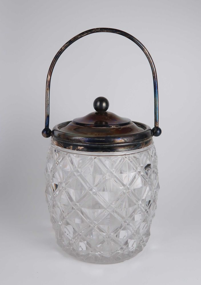 Boleira antiga Art Deco em vidro padrão Diamante (Ref. 7)