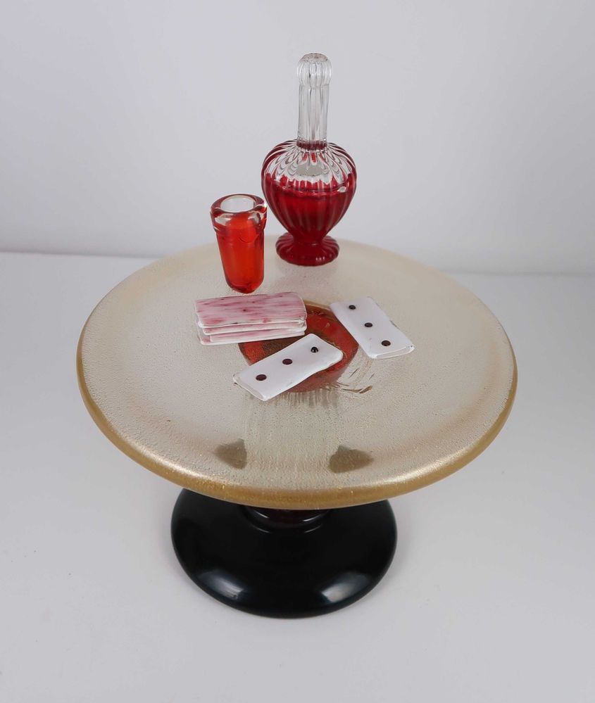 Mesa de jogos decorativa em vidro de Murano